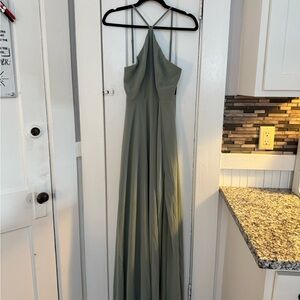 Lulu's Green Halter Backless Gown